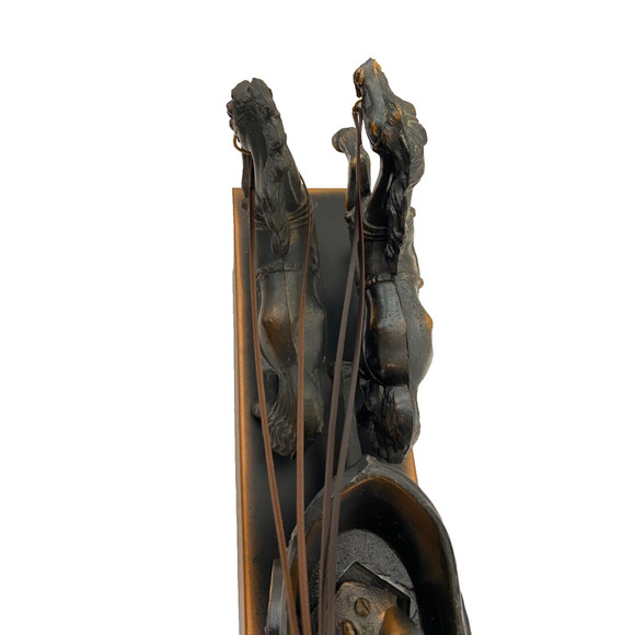 Vintage Roman Empire Gladiator Horse Drawn Chariot Mantel Desk Clock - Picture 8 of 16